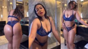 Blue Bikini Pehankar Hot Gorgeous Model Posing De Rahi Hai